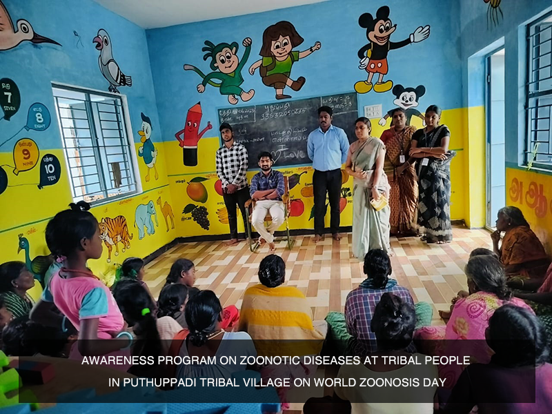 Awareness program on zoonotic diseases at tribal people in Puthuppadi tribal village on World Zoonosis day